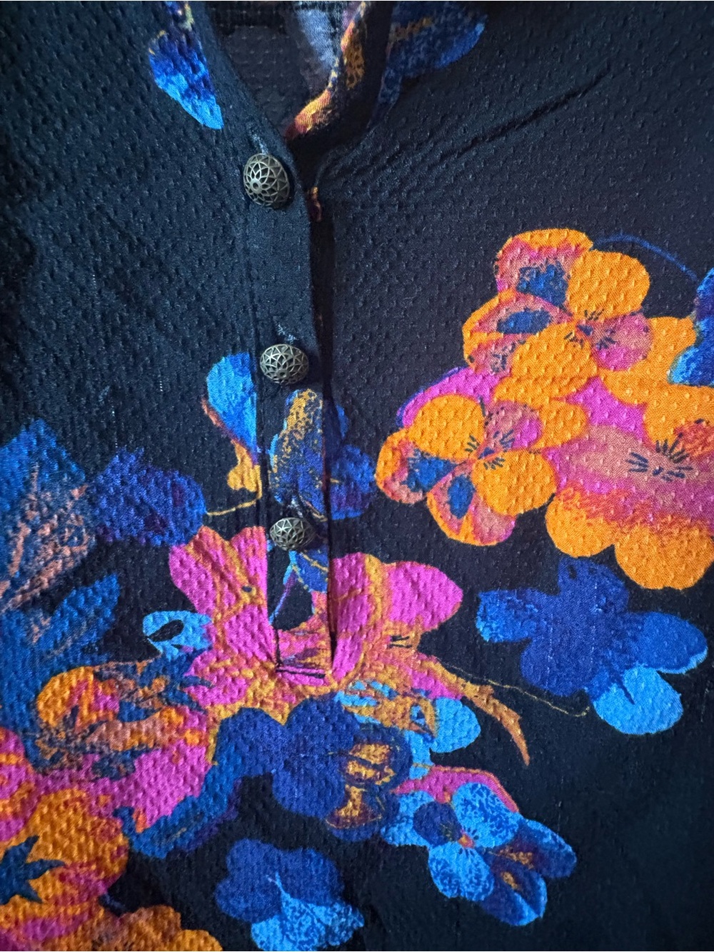 Euc ANTHROPOLOGIE MAEVE COLETTE PULLOVER PEASANT BLOUSE TOP PINK BLACK FLORAL M - Picture 9 of 11